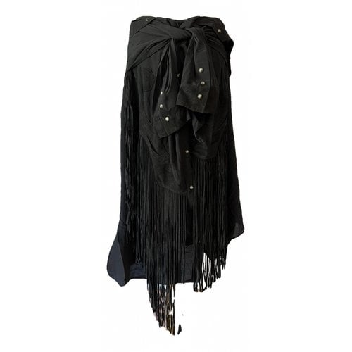 Pre-owned Faith Connexion Silk Mid-length Skirt In Black
