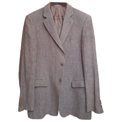 Pre-owned Pal Zileri Linen Vest In Grey