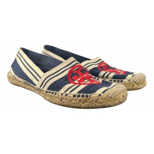 Pre-owned Tory Burch Cloth Espadrilles In Navy