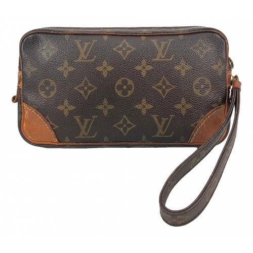 Pre-owned Louis Vuitton Marly Dragonne Cloth Clutch Bag In Brown