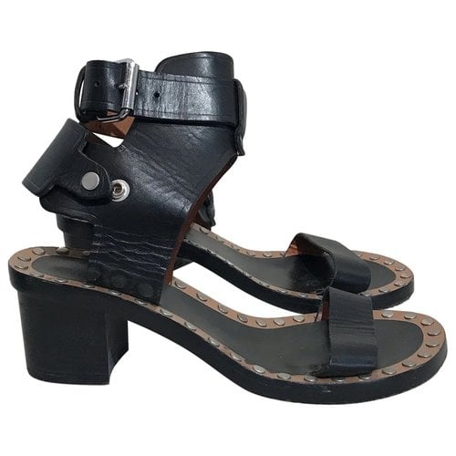 Pre-owned Isabel Marant Jaeryn Leather Sandal In Black