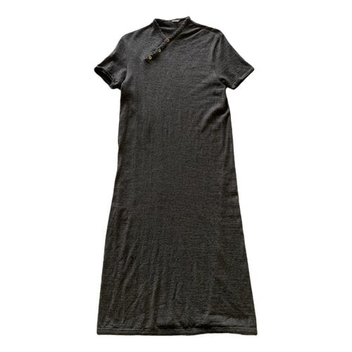 Pre-owned Issey Miyake Wool Maxi Dress In Grey