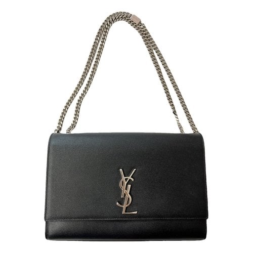 Pre-owned Saint Laurent Kate Monogramme Leather Crossbody Bag In Black