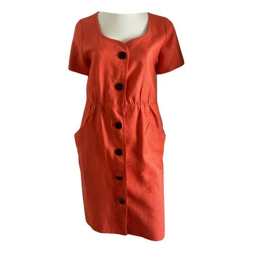 Pre-owned Saint Laurent Linen Mid-length Dress In Orange