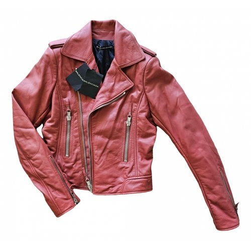 Pre-owned Balenciaga Leather Biker Jacket In Red