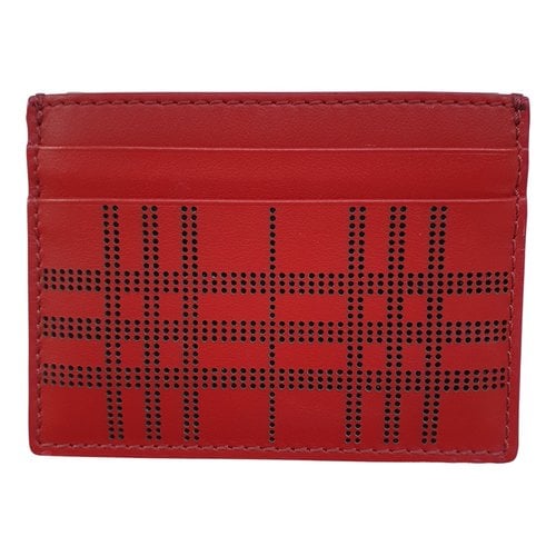 Pre-owned Burberry Leather Card Wallet In Red