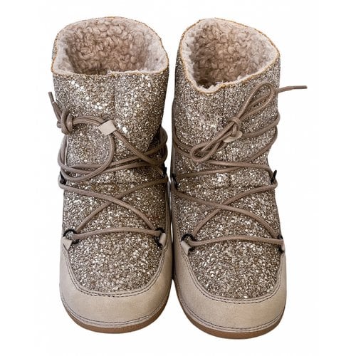 Pre-owned Anniel Leather Snow Boots In Beige