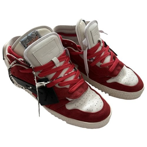 Pre-owned Off-white Patent Leather Low Trainers In Burgundy