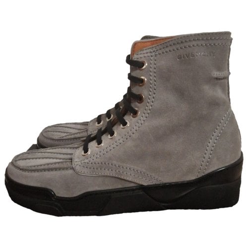 Pre-owned Givenchy Leather Boots In Grey