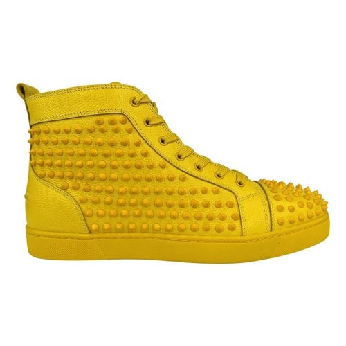 Pre-owned Christian Louboutin Louis Leather High Trainers In Yellow