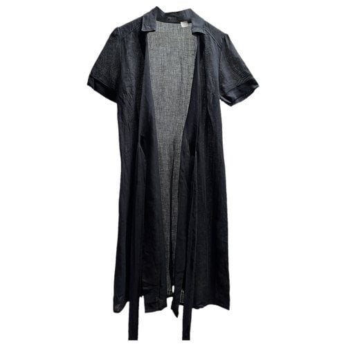 Pre-owned Van Laack Linen Mid-length Dress In Black