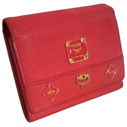 Pre-owned Mcm Leather Wallet In Red