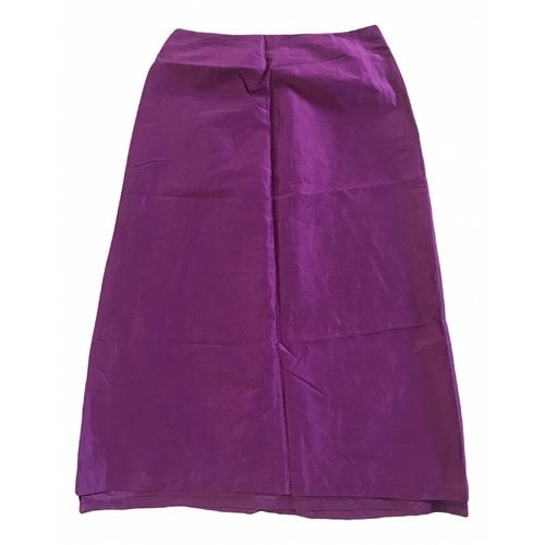 Pre-owned Ann Taylor Silk Mid-length Skirt In Purple