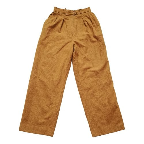 Pre-owned Saint Laurent Cashmere Carot Pants In Gold