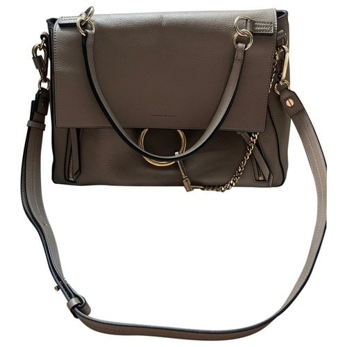 Pre-owned Chloé Faye Day Leather Handbag In Grey