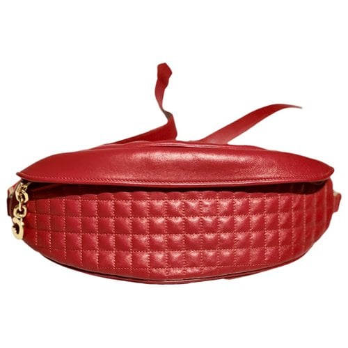 Pre-owned Celine Charm Leather Clutch Bag In Red
