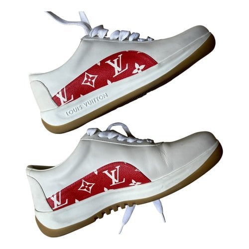 Pre-owned Louis Vuitton X Supreme Leather Low Trainers In White