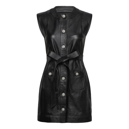 Pre-owned Custommade Leather Mini Dress In Black