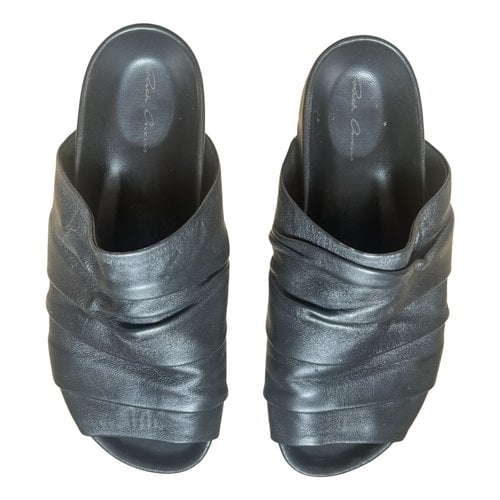 Pre-owned Rick Owens Leather Mules In Black