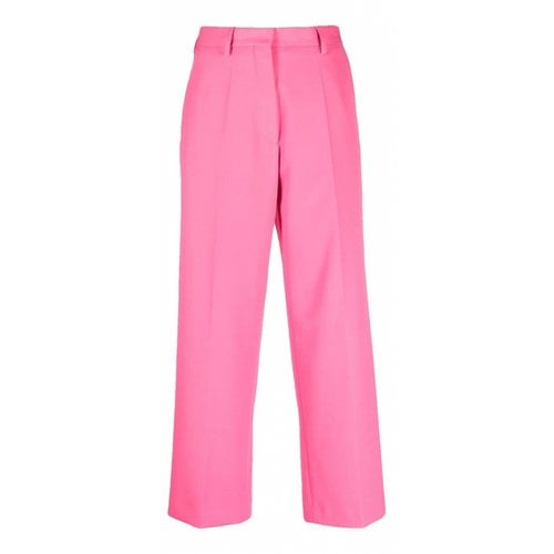 Pre-owned Dries Van Noten Wool Straight Pants In Pink