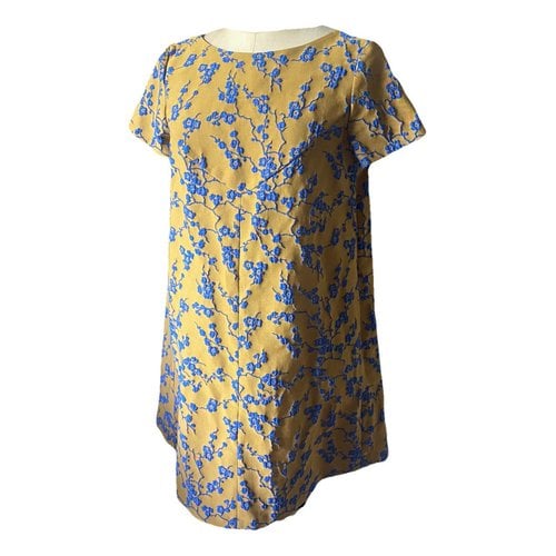 Pre-owned Tara Jarmon Silk Mini Dress In Yellow