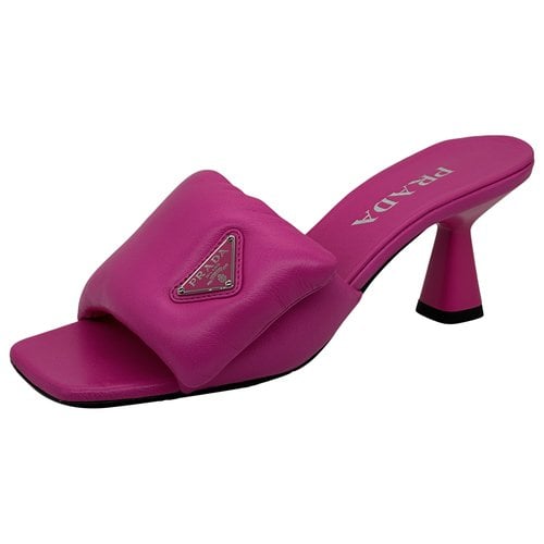 Pre-owned Prada Leather Mules In Pink