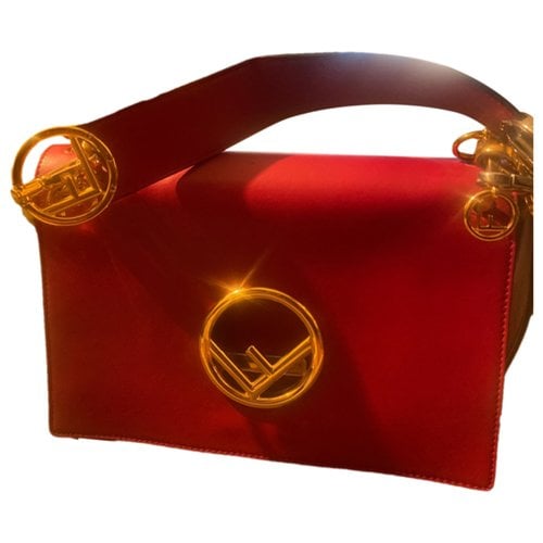 Pre-owned Fendi Kan I Logo Leather Handbag In Red