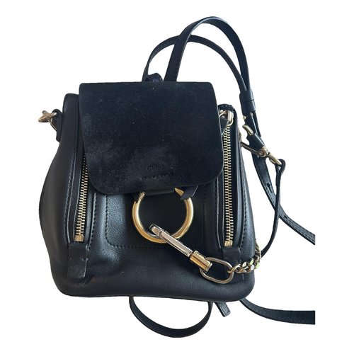 Pre-owned Chloé Faye Leather Backpack In Black