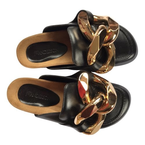 Pre-owned Jw Anderson Leather Mules & Clogs In Black