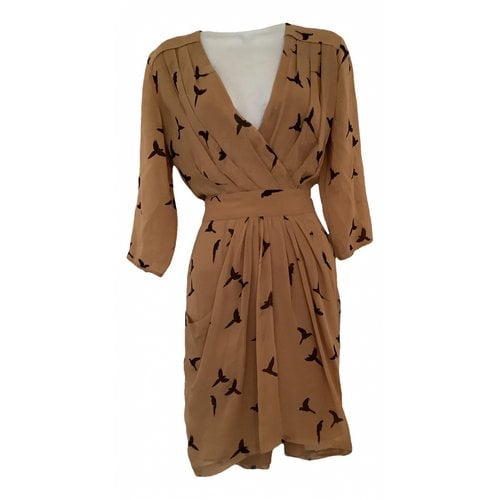 Pre-owned Whistles Silk Mini Dress In Camel