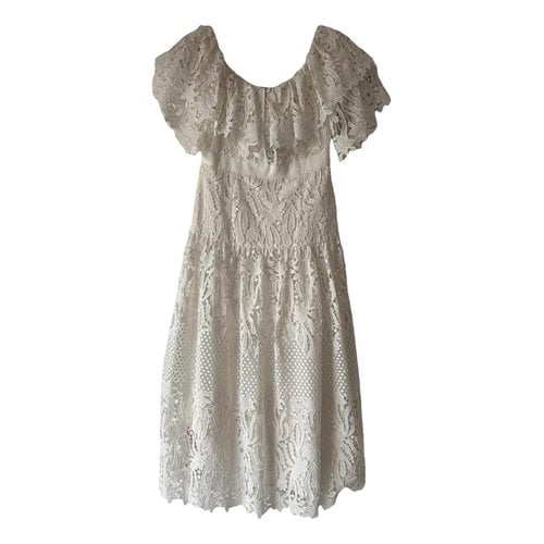 Pre-owned Self-portrait Lace Mid-length Dress In White