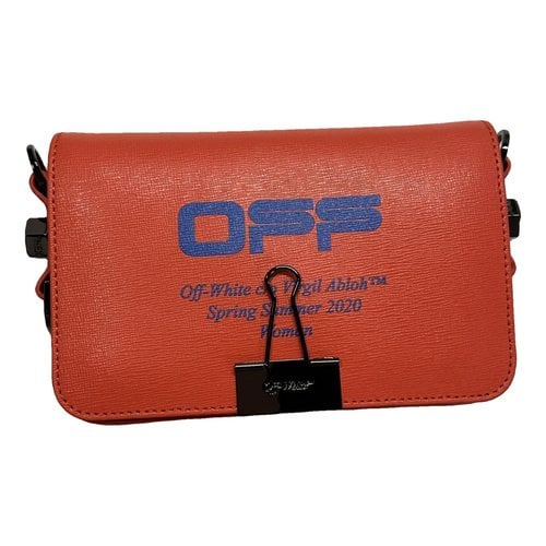 Pre-owned Off-white Leather Clutch Bag In Red