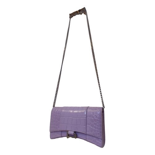 Pre-owned Balenciaga Hourglass Leather Handbag In Purple