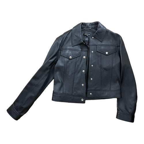 Pre-owned Whistles Leather Biker Jacket In Black