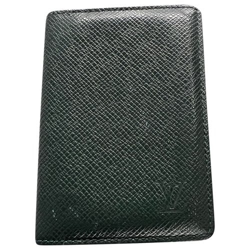 Pre-owned Louis Vuitton Leather Card Wallet In Green