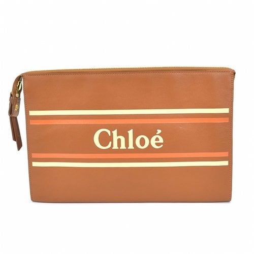 Pre-owned Chloé Leather Clutch Bag In Brown