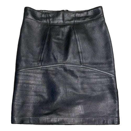 Pre-owned Alaïa Leather Mini Skirt In Black