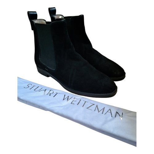 Pre-owned Stuart Weitzman Velvet Boots In Black
