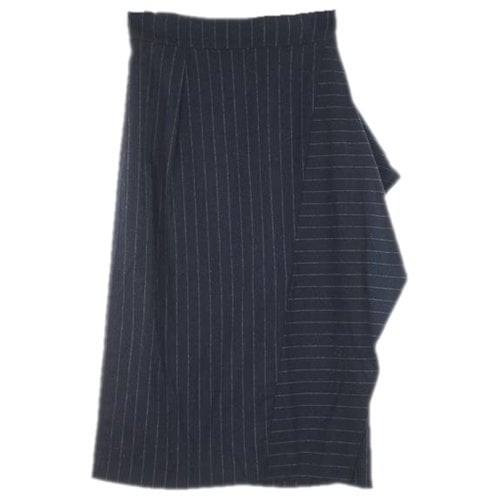 Pre-owned Tara Jarmon Wool Mid-length Skirt In Navy