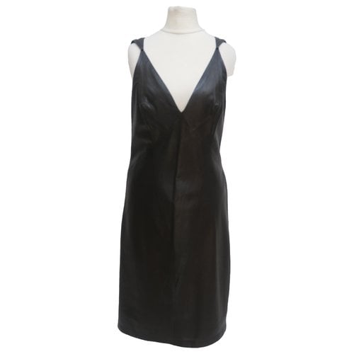 Pre-owned Dior Leather Dress In Black