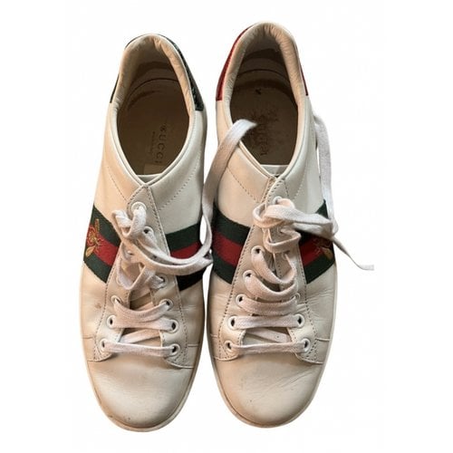 Pre-owned Gucci Leather Trainers In White
