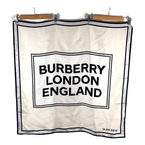 Pre-owned Burberry Silk Scarf In White