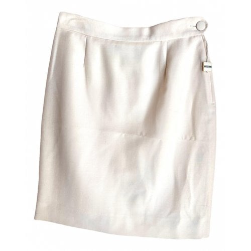 Pre-owned Moschino Wool Mini Skirt In Ecru