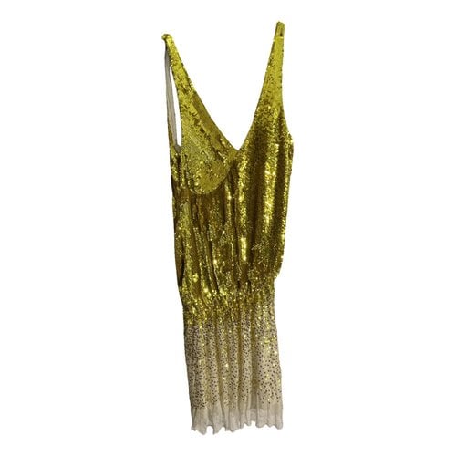 Pre-owned Patrizia Pepe Silk Mini Dress In Gold