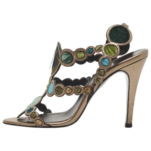 Pre-owned Pierre Hardy Patent Leather Sandal In Metallic