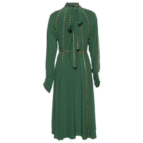 Pre-owned Burberry Silk Dress In Green