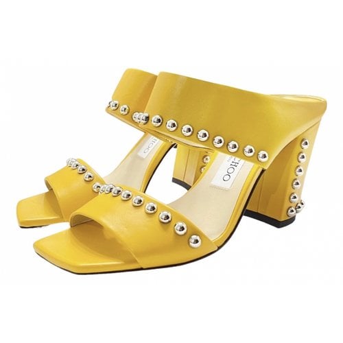 Pre-owned Jimmy Choo Leather Mules In Yellow