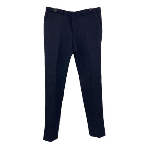 Pre-owned Valentino Wool Trousers In Blue