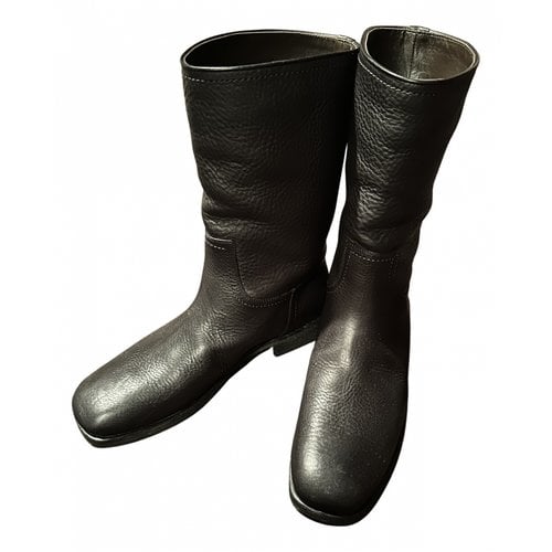 Pre-owned The Row Leather Riding Boots In Black
