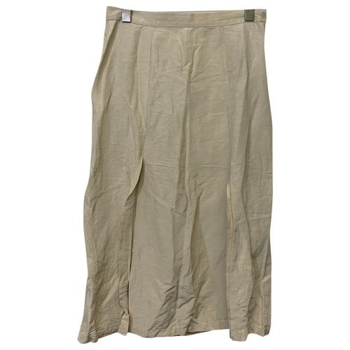 Pre-owned Max Mara Linen Skirt In Beige